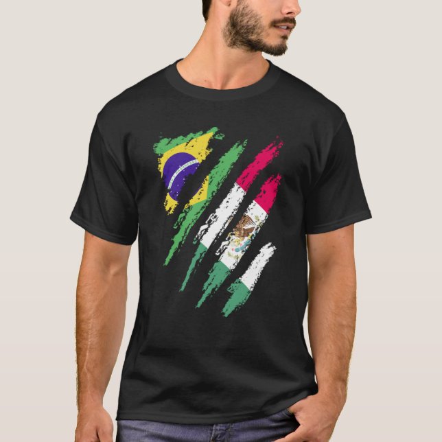 T-shirt Brazil Flag Mexico Grown Patriot Country Stripes (Devant)