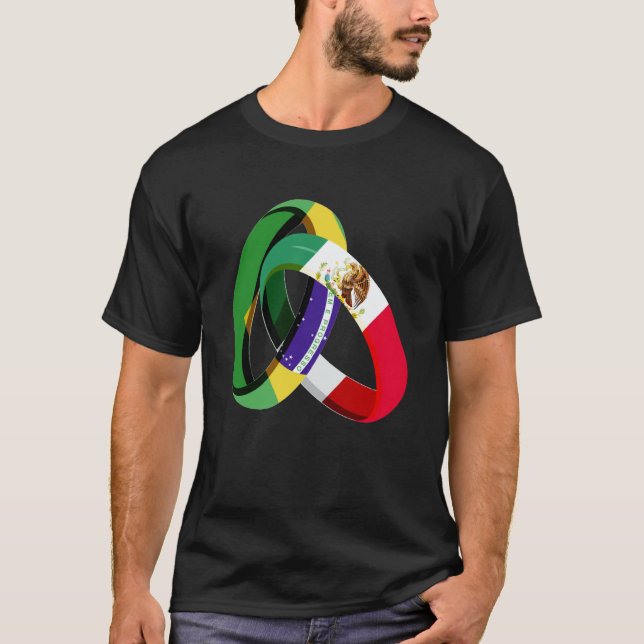 T-shirt Brazil Flag Mexico Grown Ring Marriage Wedding (Devant)