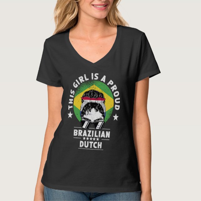 T-shirt Brazil Flag Netherlands Grown Women Girl Citizen P (Devant)