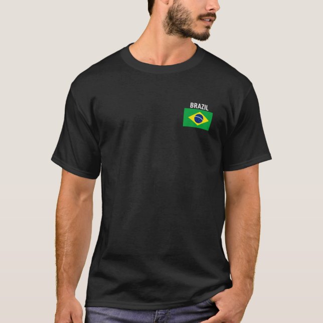T-shirt Brazil Flag Pocket Brazilian Family Roots Men Wome (Devant)