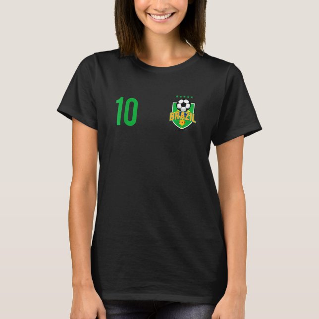 T-shirt Brazil Flag Soccer Ball Brazilian Football Number  (Devant)