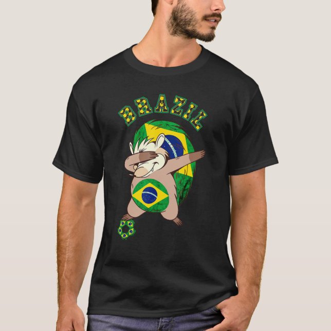 T-shirt Brazil Hedgehog Brazilian Football Ball Player Bra (Devant)