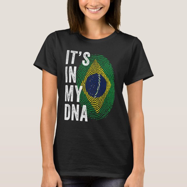 T-shirt Brazil It's In My DNA Brazilian Fingerprint Brazil (Devant)