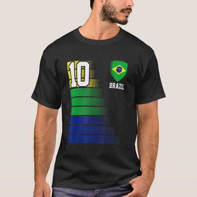 T-shirt Brazil  Number 10 Brazilian Soccer Team Sports (Devant)
