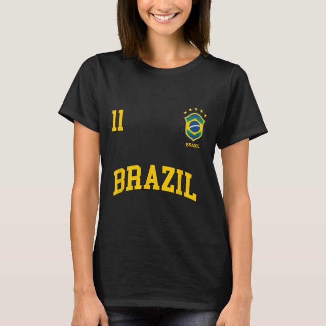 T-shirt Brazil Number 11 Brazilian Soccer Team Sports Shir (Devant)