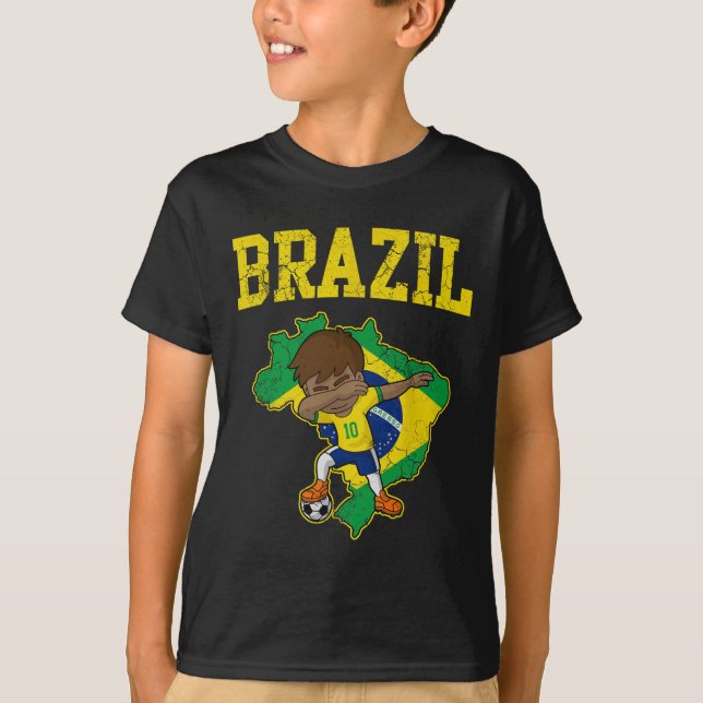 T-shirt Brazil Soccer Boy Brazilian Footll Dabbing Kid Men (Devant)