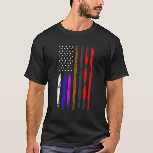 T-shirt Brazilian American Jiu Jitsu Fighter Vertical Flag (Devant)