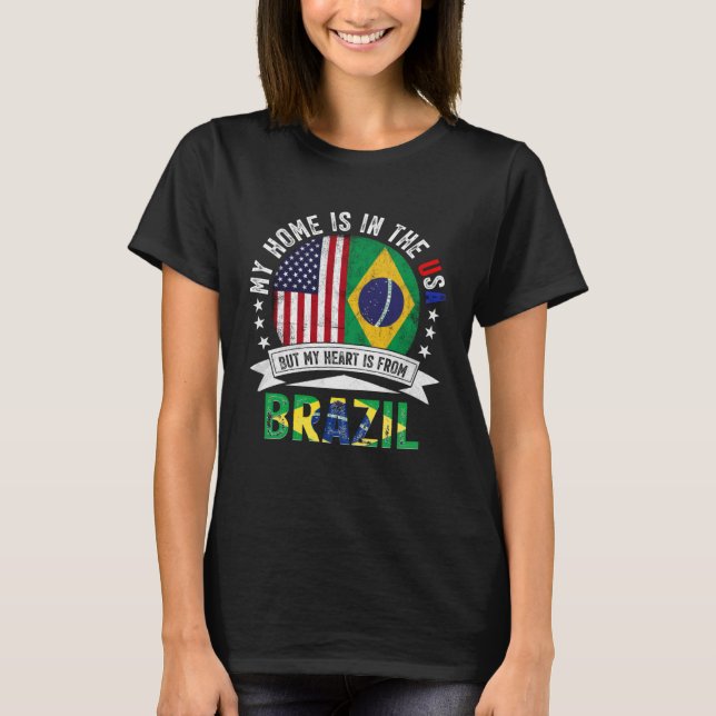 T-shirt Brazilian American Patriot Heart is from Brazil Fl (Devant)