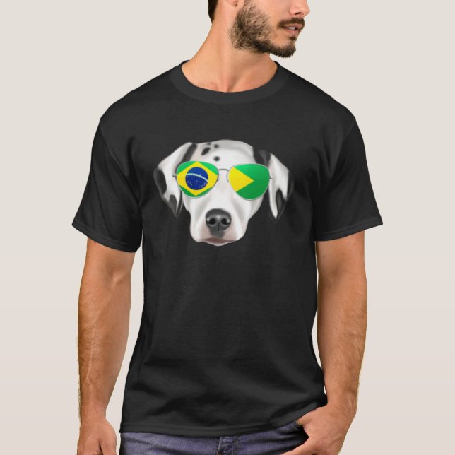 T-shirt Brazilian Flag Dalmatian Dog Brazil Pocket (Devant)