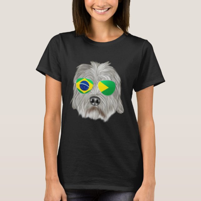 T-shirt Brazilian Flag Dandie Dinmont Terrier Dog Brazil P (Devant)