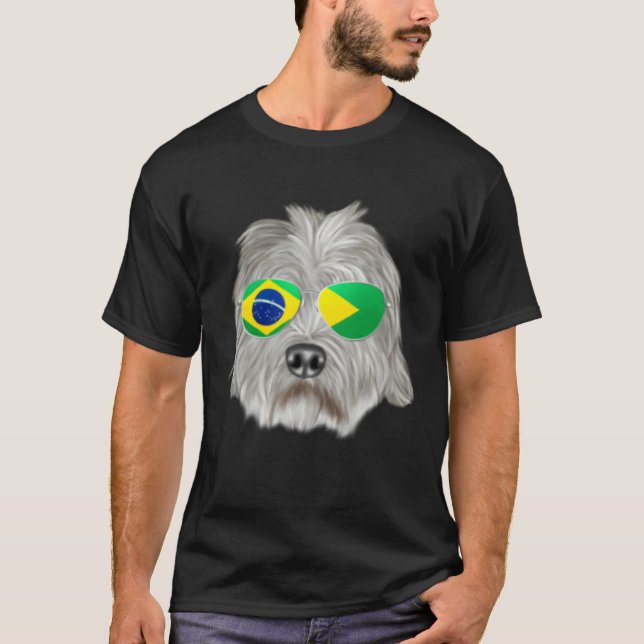 T-shirt Brazilian Flag Dandie Dinmont Terrier Dog Brazil P (Devant)