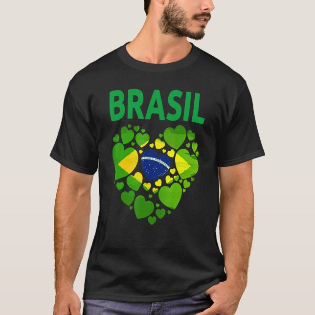 T-shirt Brazilian Flag Heart Idea For Women & Brazil Flag  (Devant)
