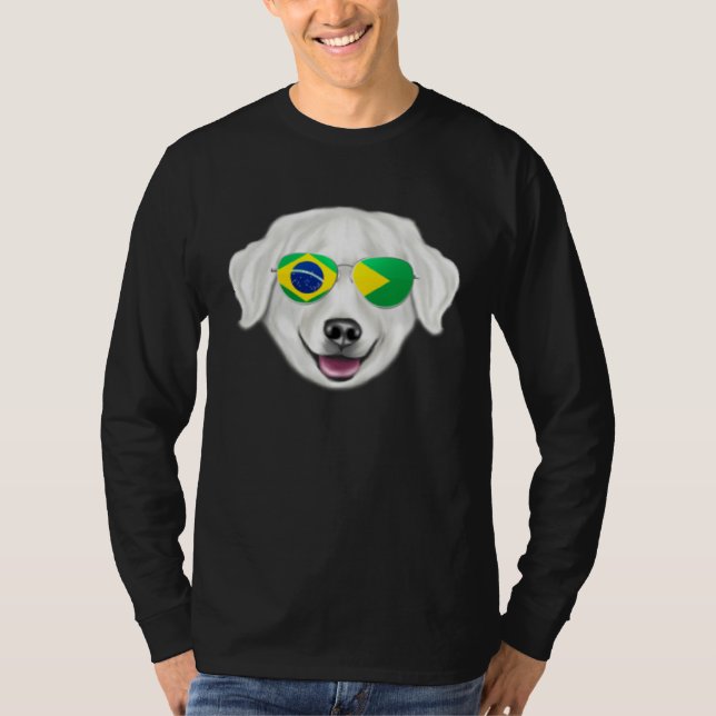 T-shirt Brazilian Flag Kuvaszok Dog Brazil Pocket (Devant)
