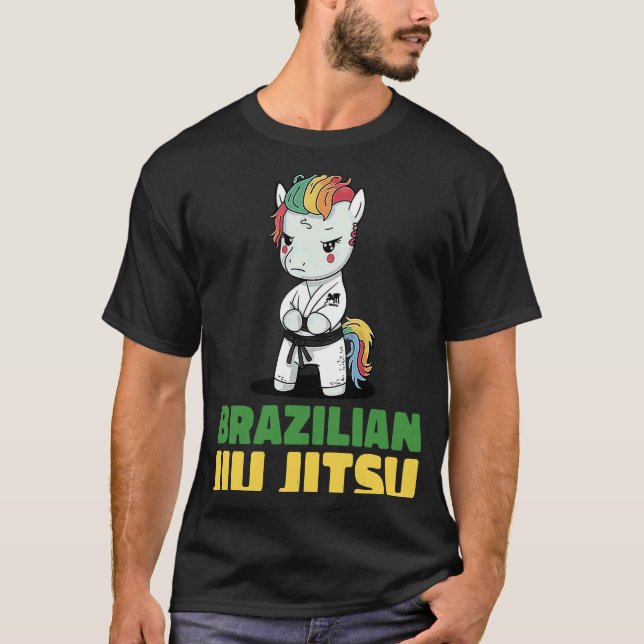 T-shirt Brazilian Jiu Jitsu and Grappling Unicorn (Devant)