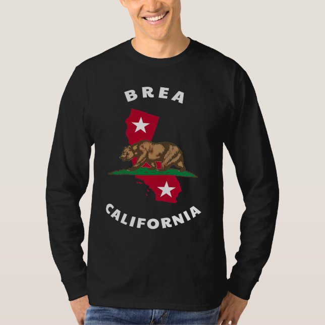 T-shirt Brea California CA Flag and Bear Badge Souvenir (Devant)
