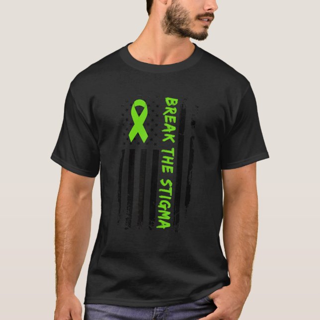 T-shirt Break The Stigma  Green Mental Health Awareness (Devant)