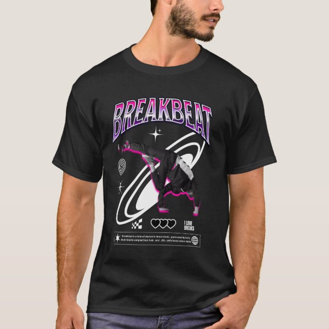 T-Shirt BREAKBEAT Breakdance Style Blanc (Devant)