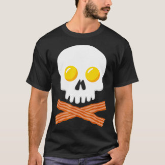 T-shirt Breakfast Skull  Egg and Bacon Skull Crossbones
