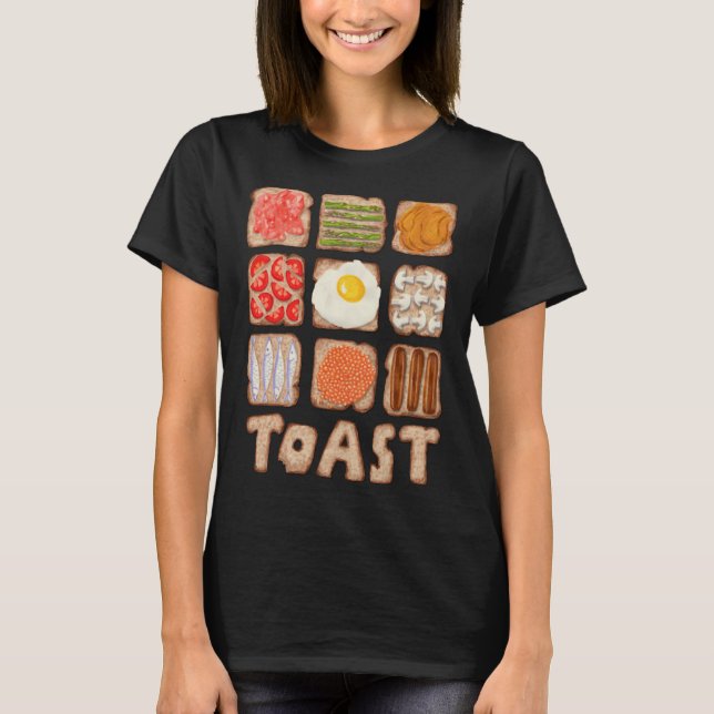 T-shirt Breakfast Toast Bread Bun Food Egg Pun Brekkie Sar (Devant)