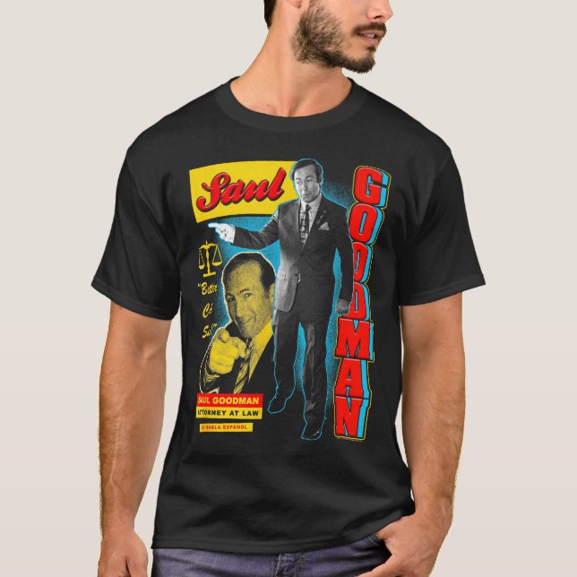 T-shirt Breaking Bad Saul Goodman Collage De Publicité Col (Devant)