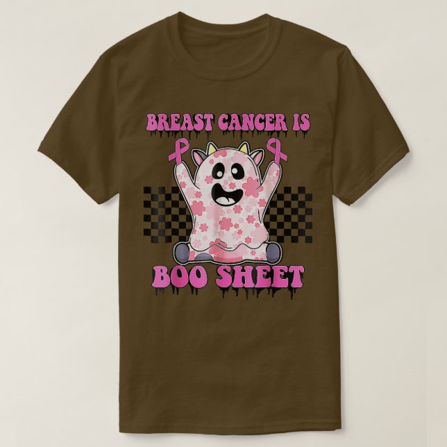 T-shirt Breast Cancer Is Boo Sheet Pink Ribbon Halloween A (Design devant)