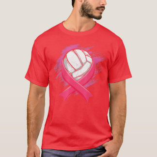 T-shirt Breast Cancer Pink Ribbon Volleyball Awareness Cos