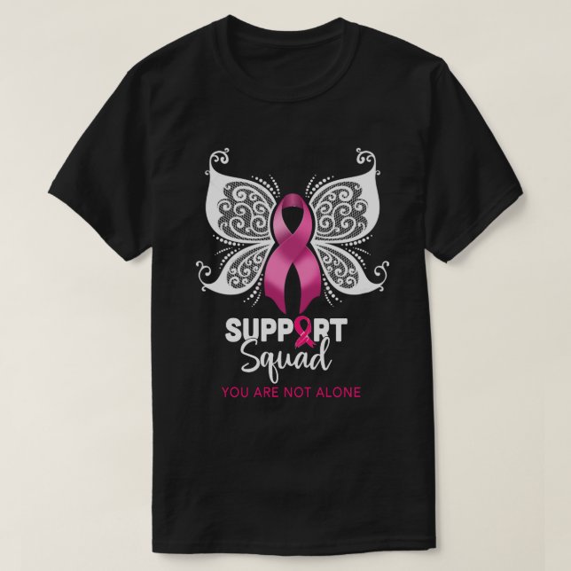 T-shirt Breast cancer Support Squad  pink ribbon with butt (Design devant)
