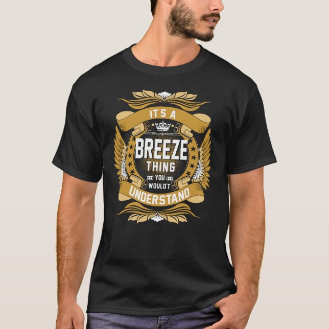 T-shirt BREEZE Nom, BREEZE nom de famille crête (Devant)