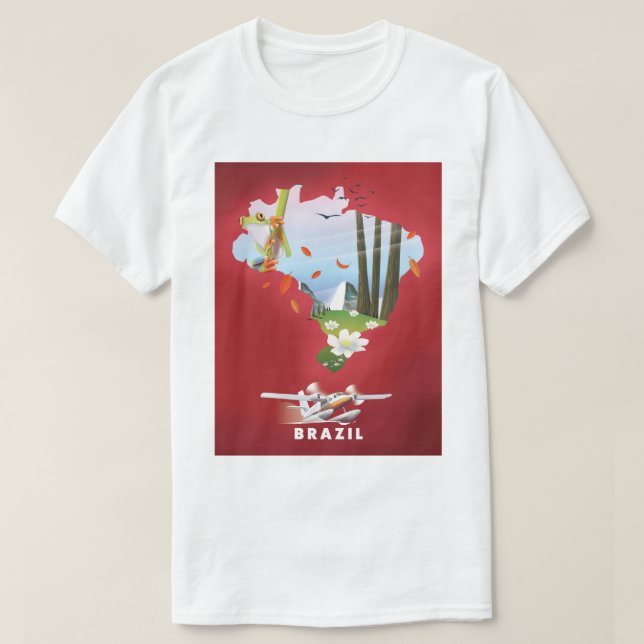 T-shirt Brésil Affiche illustrée de voyage. (Design devant)