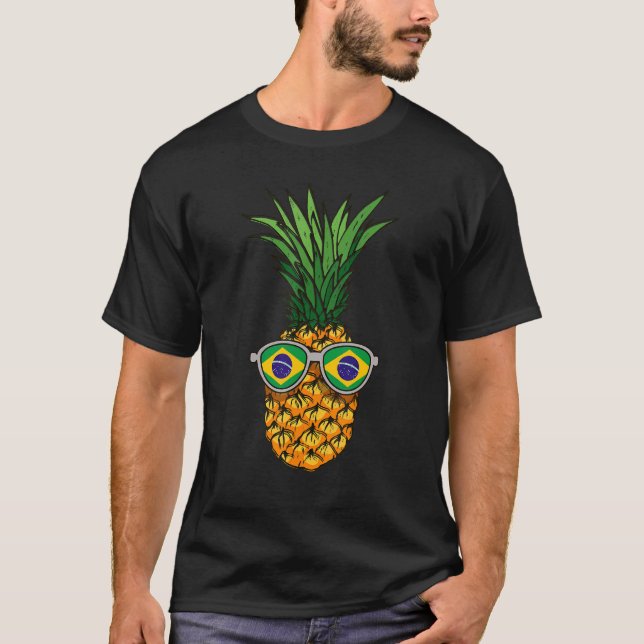 T-shirt Brésil Ananas Brésil Drapeau Lunettes de soleil ét (Devant)