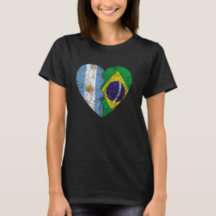 T-shirt Brésil Argentine Drapeaux Coeur Argentine Brésil