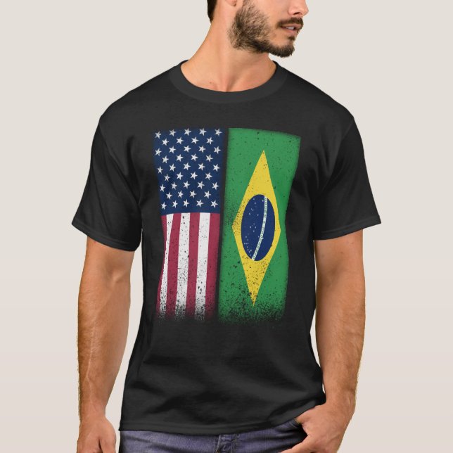 T-shirt Brésil Brésil Brésil Amérique drapeaux Fiers USA B (Devant)