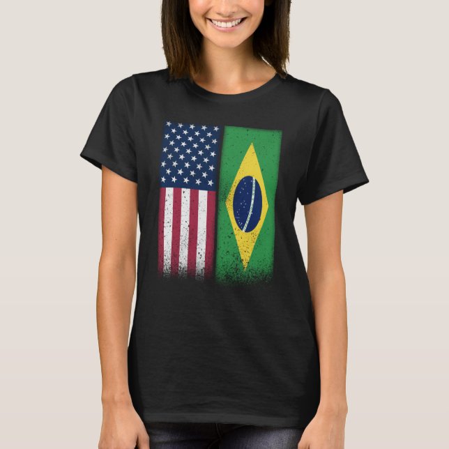 T-shirt Brésil Brésil Brésil Amérique drapeaux Fiers USA B (Devant)