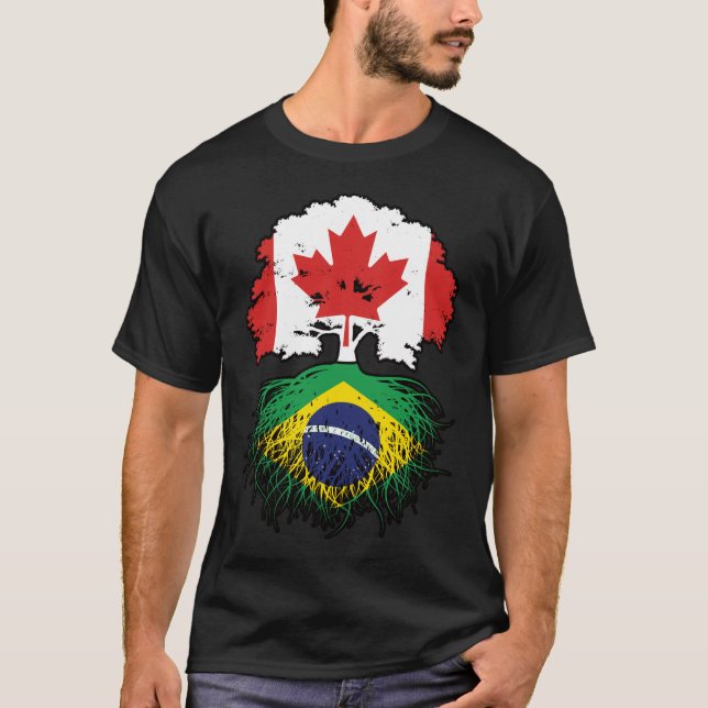 T-shirt Brésil Brésil Brésil Canada drapeau des racines de (Devant)