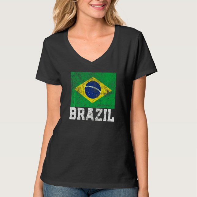 T-shirt Brésil Brésil Drapeau Fierté Racines Pays Famille  (Devant)