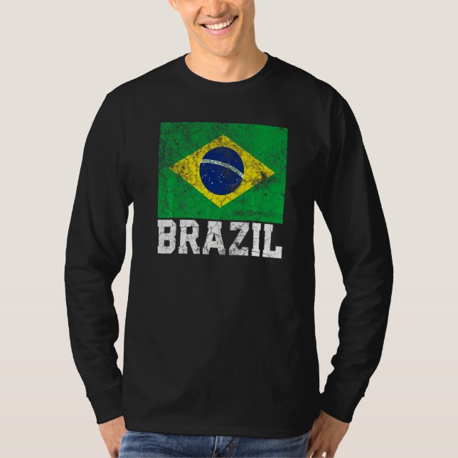 T-shirt Brésil Brésil Drapeau Fierté Racines Pays Famille  (Devant)