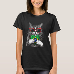 T-shirt Brésil Brésil Pride Chat Brasil Coeur Brésil