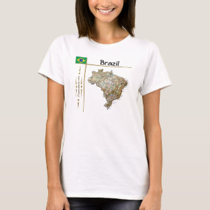 T-Shirt Brésil Carte + Drapeau + Titre