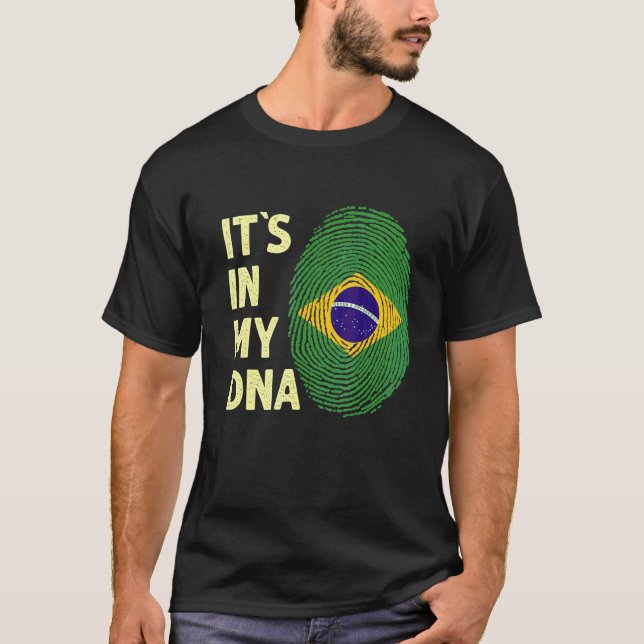T-shirt Brésil Dans Mon Adn Brésil Équipe Drapeau Brésil (Devant)