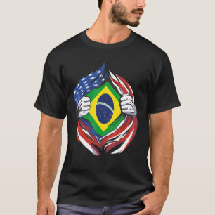 T-shirt Brésil Drapeau Américain Fier De Mon Héritag Brési