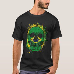 T-shirt Brésil Drapeau Brésilien Crâne