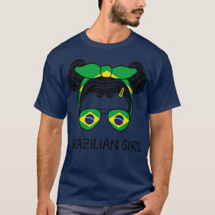 T-shirt Brésil Drapeau Brésilien Fille avec des armes Mess