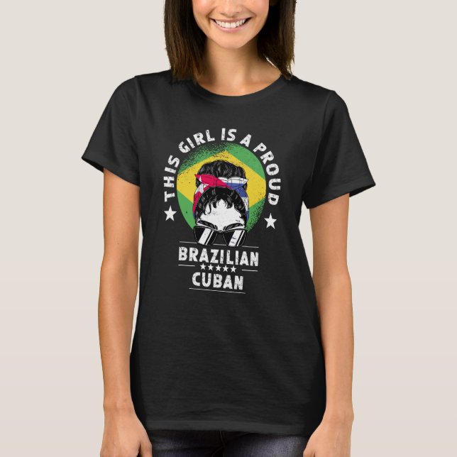 T-shirt Brésil Drapeau Cuba Grandissement Femme Citoyenne  (Devant)