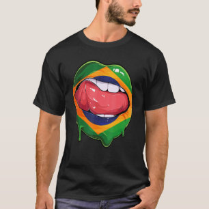 T-shirt Brésil Drapeau Drapeau Bouche Football Brésilien