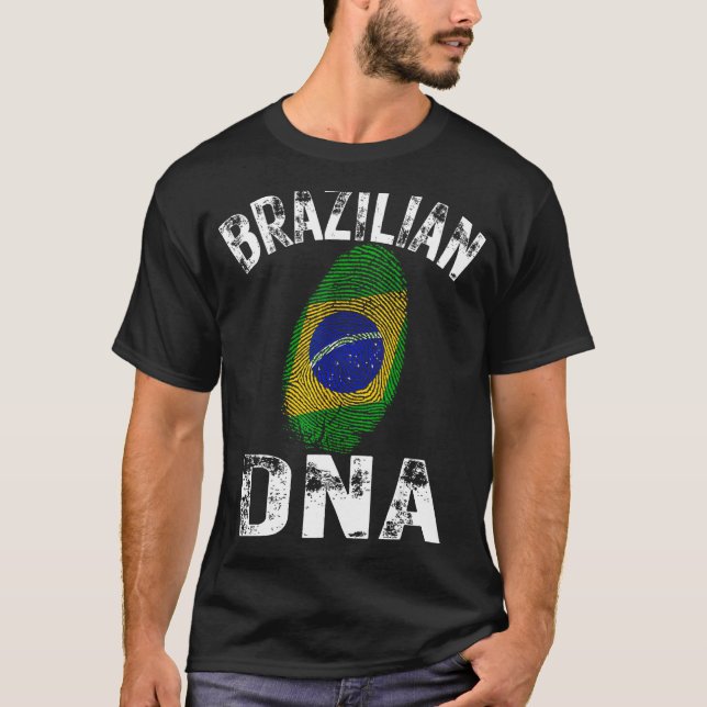 T-shirt Brésil Drapeau empreintes digitales ADN brésilien  (Devant)