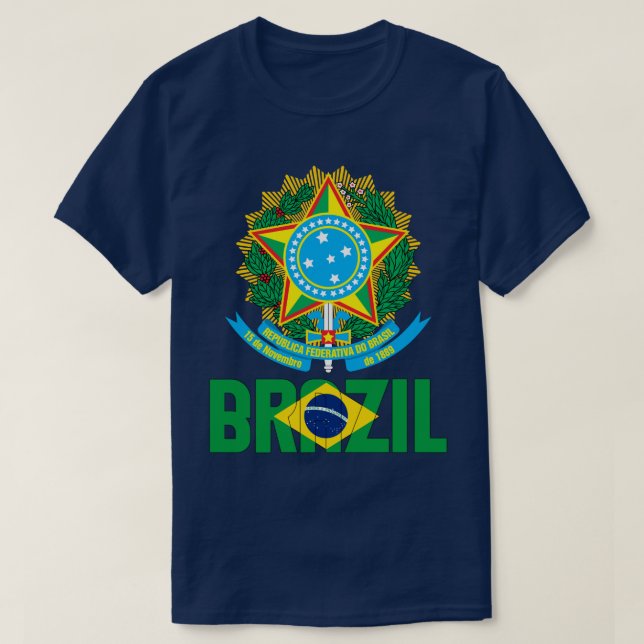 T-shirt Brésil Drapeau et blason Patriotique (Design devant)
