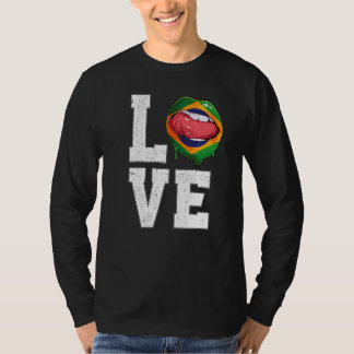 T-shirt Brésil Drapeau Football Fan Amour Brésilien