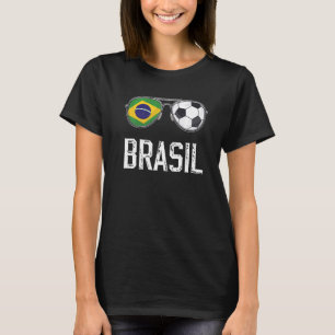 T-shirt Brésil Drapeau & Football Sunglass Brésil Fun brés