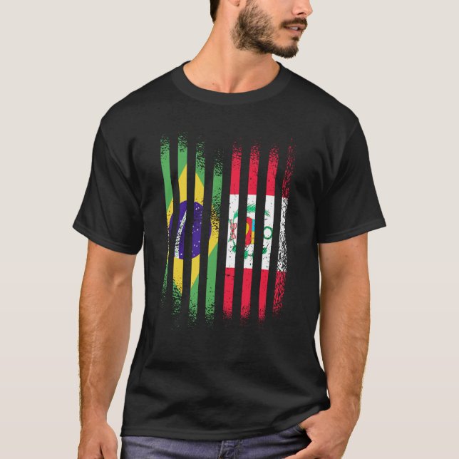 T-shirt Brésil Drapeau Pérou Gros Pays Drapeaux Drapeaux S (Devant)