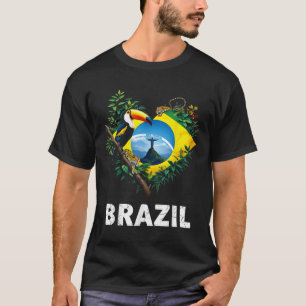 T-shirt Brésil Drapeau Toucan Jungle Heart